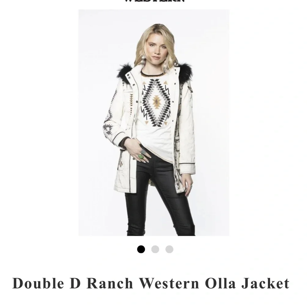 Double D Ranch Western Olla Jacket - Cream and Black - Picture 1 of 8